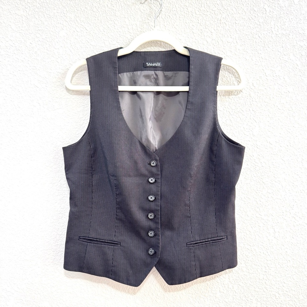 3/$20 Tahari Dark Brown Pinstripe Vest